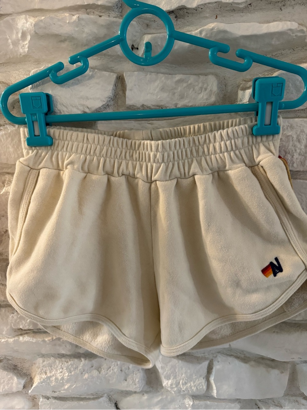 Aviator Nation Cream Retro Velvet 5-Stripe Shorts - Size Small EUC